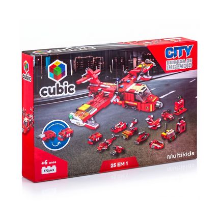 Blocos de Montar Cubic 25 em 1 Brigada de Incêndio 572 Peças Multikids - BR1614OUT [Reembalado] BR1614OUT