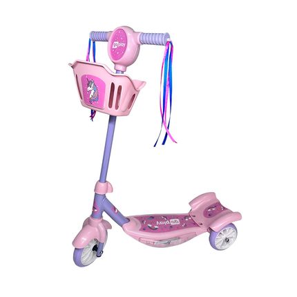 Patinete Infantil 3 Rodas Go Play Dream Ride com Luz e Cestinha Rosa Multikids - BR2612 BR2612