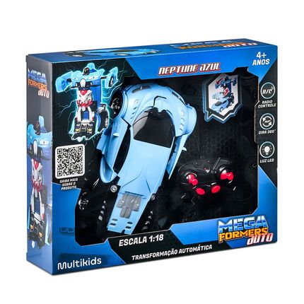 Carrinho Transformável Controle Remoto Megaformers Auto Neptune Azul Multikids - BR1652 BR1652