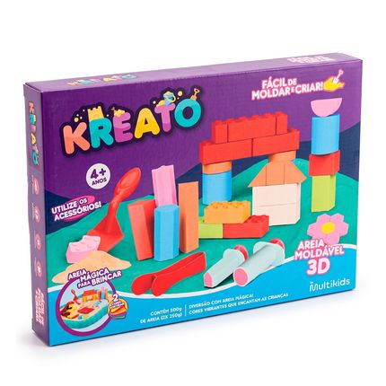 Kit Areia Mágica Faz de conta Kreato Infantil com 8 Acessórios Multikids - BR2802OUT [Reembalado] BR2802OUT