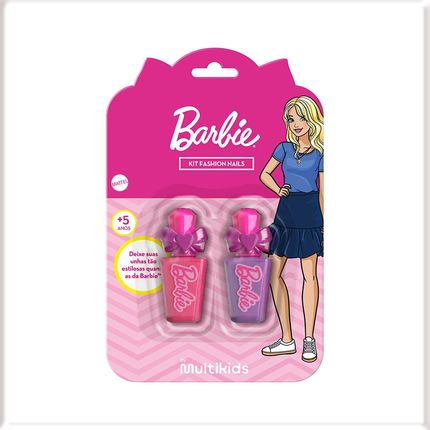 Kit Fashion Nails Barbie Esmaltes Infantis com Pincel Aplicador Multikids - BR2589 BR2589