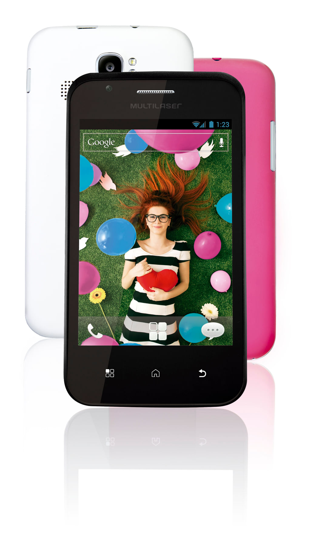 Celular Trend 2Chip Quadri Cam Bt Branco/Rosa Multilaser - P3245