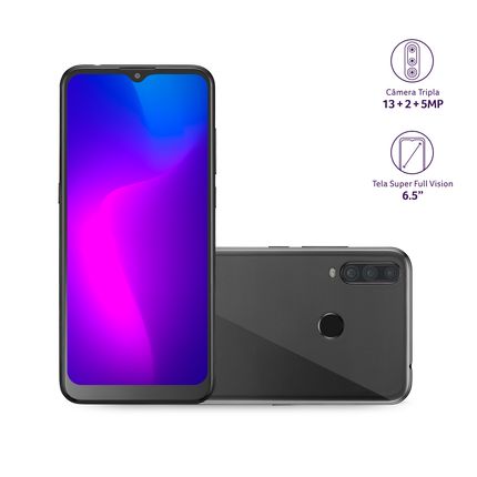 Smartphone Multilaser G Pro 2 4G 32GB + 2GB RAM Tela 6,5 Câmera Tripla + 8 MP para selfies Processador Octa Core Preto - P9125 P9125