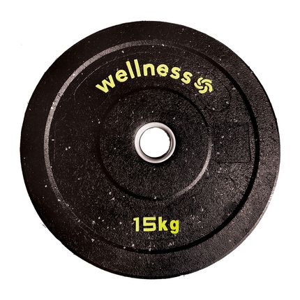 Anilha Olímpica Borracha Amarelo New Bumper Plate 15kg Wellness - WK008X [Reembalado] WK008X