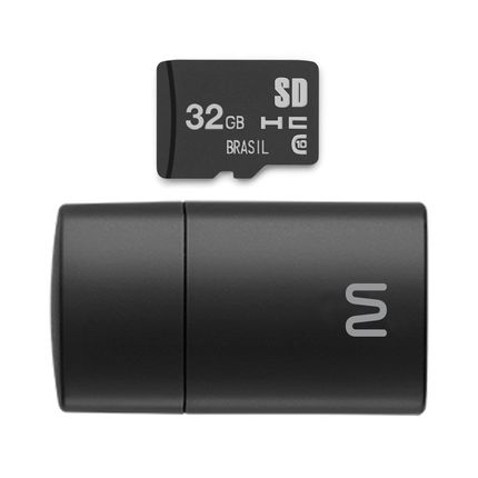 Pen Drive 2 em 1 Leitor USB + Cartão de Memória Classe 10 32GB Preto Multilaser - MC163OUT [Reembalado] MC163OUT