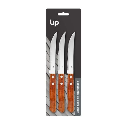 Faca de Churrasco Cabo Madeira 3PCS UpHome - UD238OUT [Remanufaturado] UD238OUT