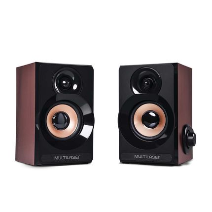 Caixa de Som 2.0 6W Rms Acabamento de Madeira Multilaser [Remanufaturado]- SP261OUT SP261OUT