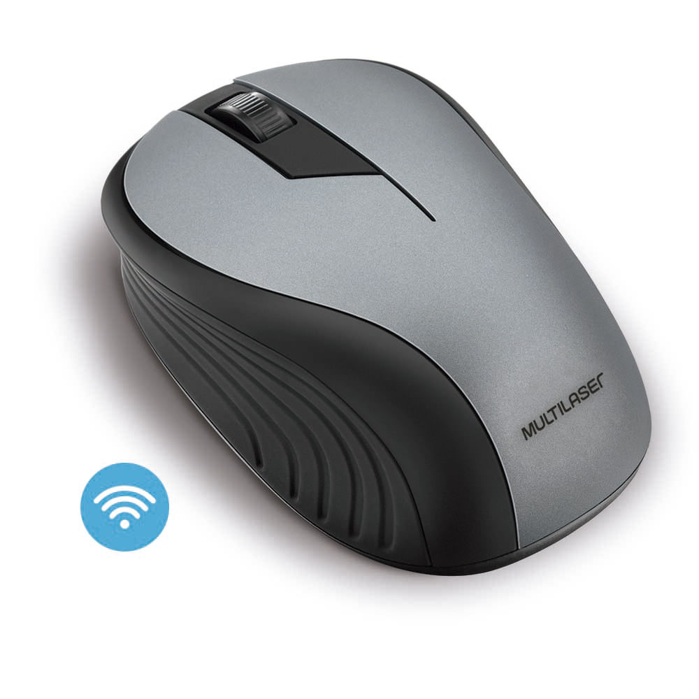 Mouse Sem Fio Wave Conexão USB 1200dpi 3 Botões Ergonômico Grafite - MO213OUT [Reembalado]